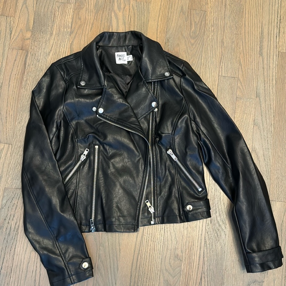 Princess Polly Leather Jacket Black